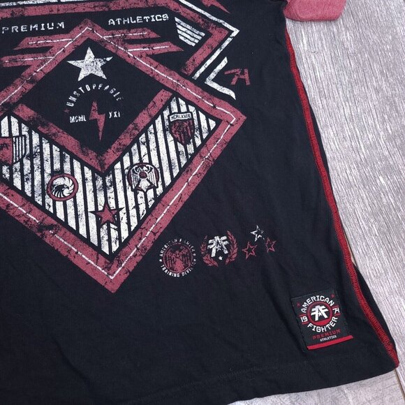 American Fighter Mens UFC Biker Shirt Size XL Black All Over Print Affliction - Picture 3 of 7